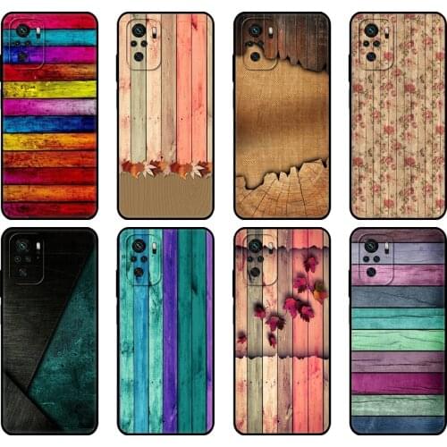 Black tpu Case For Xiaomi Redmi 9T Case Redmi Note 9T Note 10 5G 4G Pro 10S Case Wooden Style