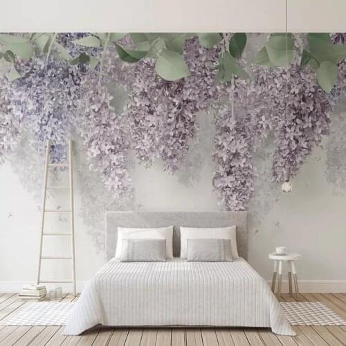 Photo Wallpaper 3D Purple Wisteria Flower Murals Wedding House Living Room Romantic Home Decor Wall Paper For Walls 3D Frescoes