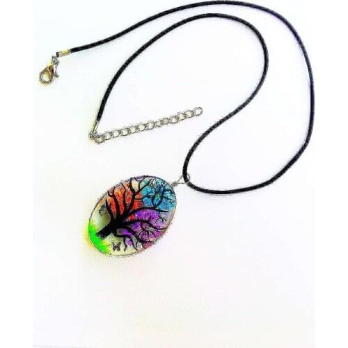 GYWYN latest popular handmade glass ball flower pendant butterfly tree of life crystal glass pendant necklace best gift for girl