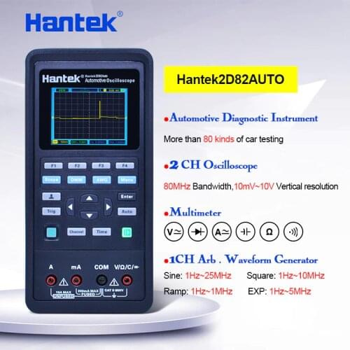 Hantek2D82AUTO digital automotive oscilloscope+multimeter+signal source+Automotive Diagnostic 2 channels 250MSa/s 80MHz 2D82