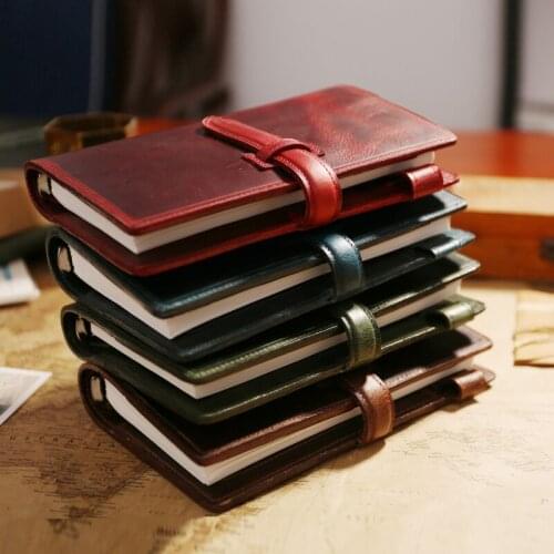 IPBEN 100% Genuine Vintage Leather Travelers Notebook Tie Gift Travel Notebook Free Engrave Diary Journal Handmade Cowhide