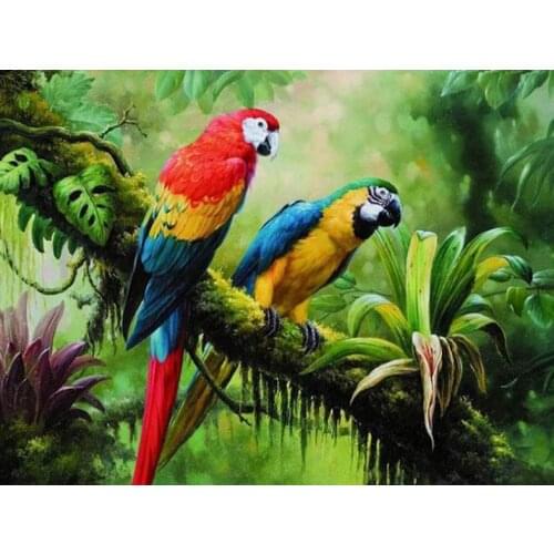 Birds Diamond Art Parrots Lovers Mosaic Embroidery Painting Rhinestone Drawing Picture Home Wall Papers Handcraft Gift Beadwork