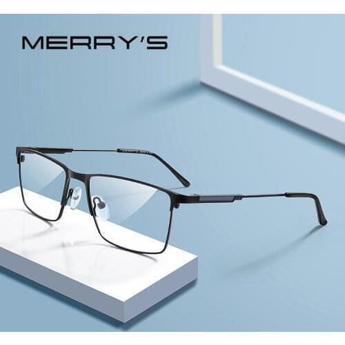 MERRYS Men Titanium Alloy Glasses Optical Frame Myopia Prescription Eyeglasses Business Style Frame S2177