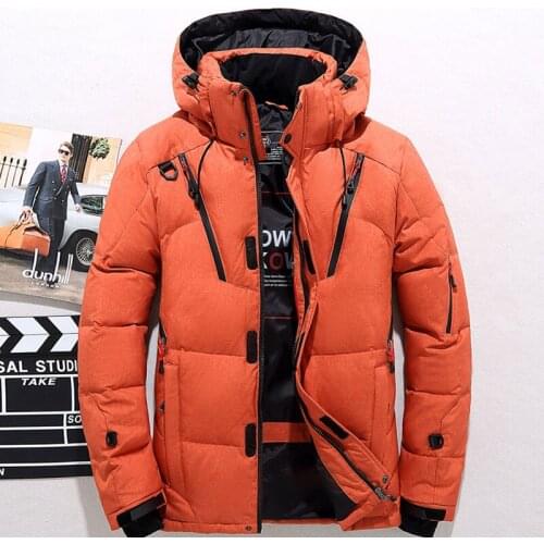 Winter Thick Warm Mens Solid Color Waterproof Down Coats High Quality 90% White Duck Thick Down Jackets