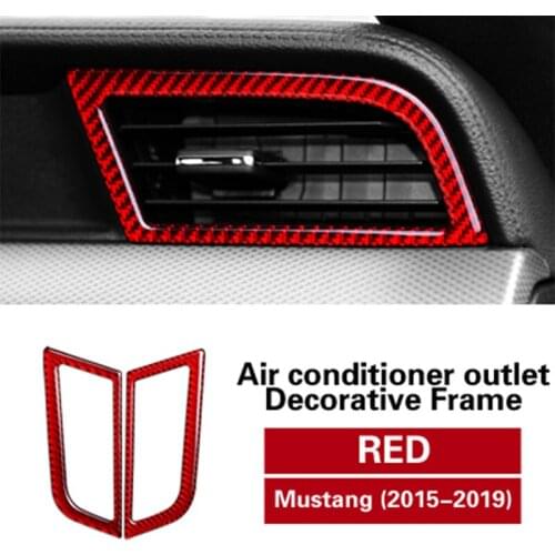 Carbon Fiber Front Air Outlet Frame Decoration Cover Stickers Trim Strips For Ford Mustang 2015-2019 Car Interior Accessories
