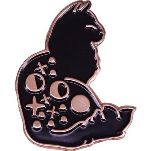 Celestial Cat Hard Enamel Pin moon phases and stars golden badge gorgeous astrology lover accessory