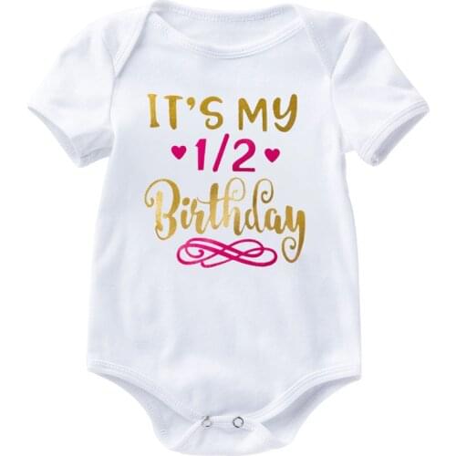 Baby Girls Half First Birthday Romper Way to One Pattern Printed Outfit