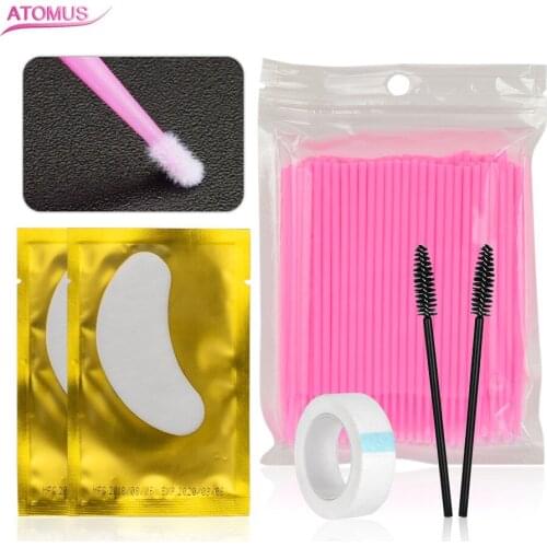 Disposable Makeup Brushes Grafting Eyelash Set Eyelash Microbrush Eyelashes Extension Tools Lint Lash Removing Swab Applicators
