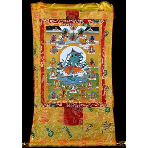 Wholesale Buddhist supplies-85CM Thang-ga Thangka- efficacious Protection Tibetan Buddhism wall art 21 Tara Green Tara Buddha