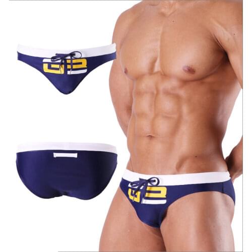 Men Swim Briefs Color Matching Print Triangle Swim Trunks Fashion Catwalk Beach Bikini With Push Pad Surf Bath