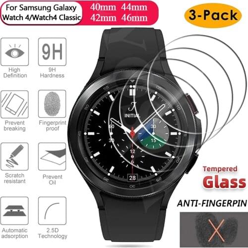 3Pcs Tempered Glass Film For Samsung Galaxy Watch 4 44 40mm Watch4 Classic 46 42mm HD Clear Film Screen Protector Accessories