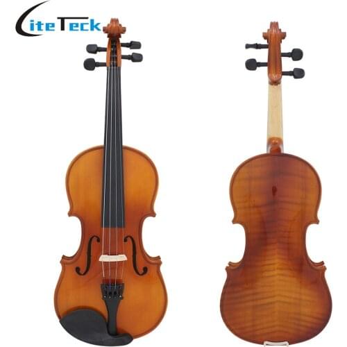 Full Size 4/4 Violin Natural Acoustic Solid Wood Spruce Flame Maple Veneer Violin Fiddle for Beginner with Case Rosin Wiper