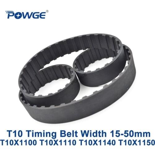 POWGE T10 Synchronous timing belt C=1100/1110/1140/1150 Width 15/20/25/30/40/50mm Rubber T10X1100 T10X1110 T10X1140 T10X1150