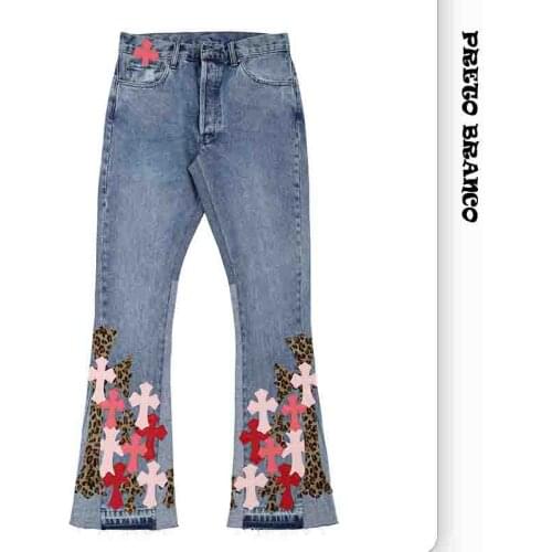 Preto branco Men's Flared Jeans