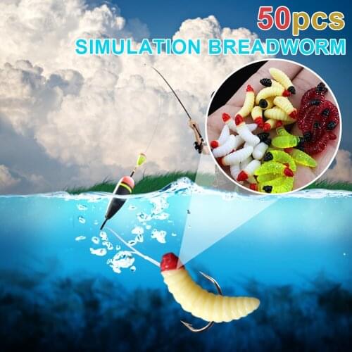 Cheap 50pcs/Bag Outdoor Winter Fishing Bionic Soft Bait Aphid Artificial Soft Bait Sink Fishing Accessories Lures