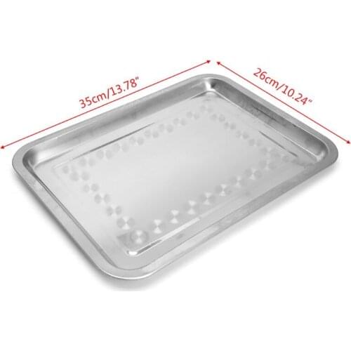 Stainless Steel Rectangular Plate Barbecue Grilled Fish Tray BBQ Food Container
