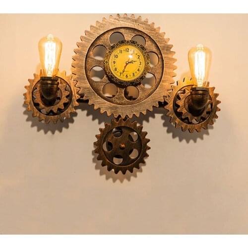 Retro Loft wall lamp industry wind art gear wheel light E27 wall sconce restaurant living room bedroom office bar cafe light