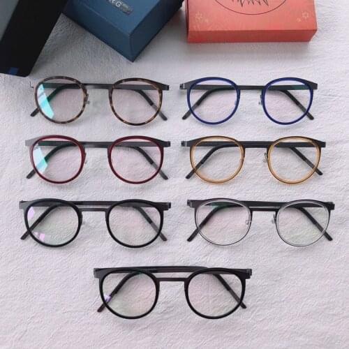Luxury Denmark Titanium Glasses Frame Men Women Round Myopia Optical Prescription Eyeglasses Frames Male Screwless Eyewear 9704