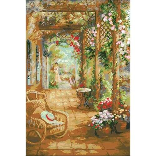 Garden view scenery patterns Counted Cross Stitch 11CT 14CT 18CT DIY Chinese Cross Stitch Kits Embroidery Needlework Sets