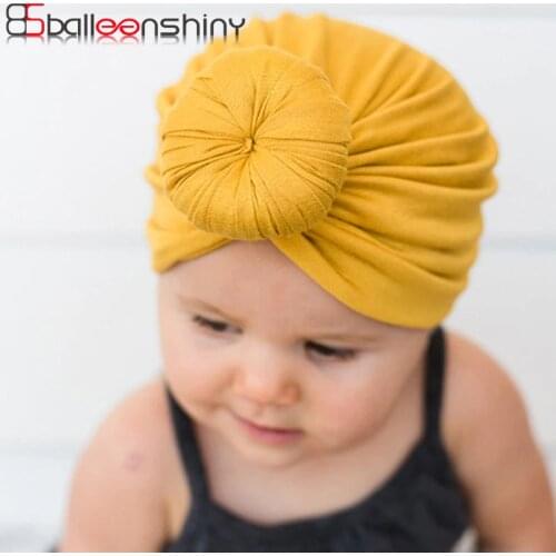 BalleenShiny Baby Cotton Knot Beanies Hat Infant Solid Color Soft Turban Cap Indian Children Baby Hat Infant Gift Accessories