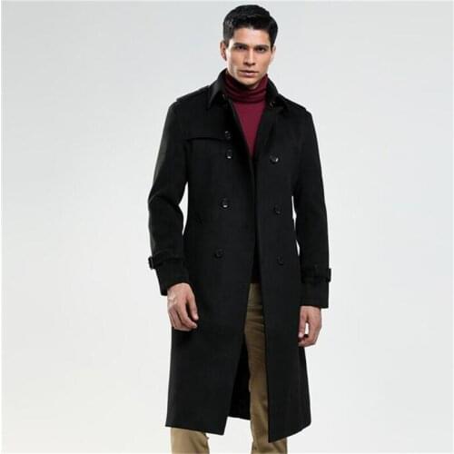 Spring autumn woolen coat men trench coats long sleeves overcoat mens cashmere coat casaco masculino inverno erkek england black