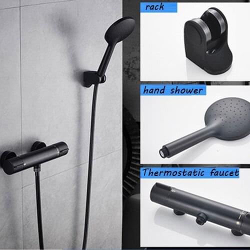 Dofaso quality Black and Chorme mixer thermostatic shower faucet bathroom wall mount simple thermostatic shower mixer set