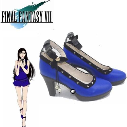 2020 Game Final Fantasy VII Remake Tifa Cosplay Shoes FFVII FF7 Tifa Lockhart Cosplay High Heeled Shoes Women Girls Blue Shoes