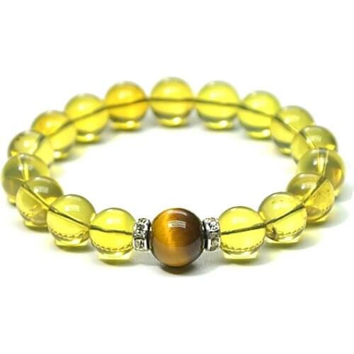 100% natural Mexico amber stone 11mm blue amber ball high-grade bracelet 12mm tiger eye stone string Womans large size bracelet