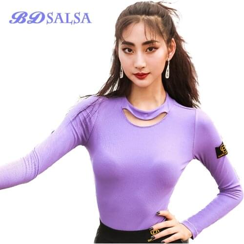 2020 Tops Latin Dance Clothes Dance Clothing Practice Clothes Female Ballroom Dance Dancing The New Long Sleeve Coat ZD106 Top