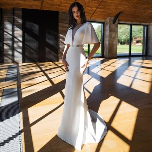 Vintage New Wedding Dresses Mermaid V Neck Beading Sashes Sexy Elegant Backless 2021 Bridal Gowns Robe De Mariee Custom Made