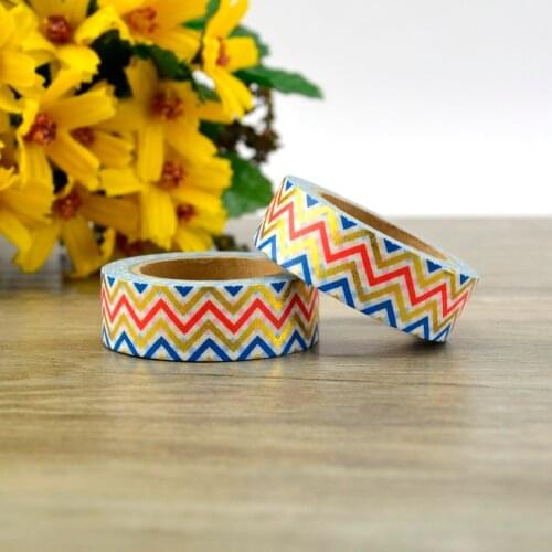 1X 10m Foil Washi Tape Paper Colorful Chevron Japanese Stationery Kawaii Sticker Scrapbooking Tools Masking Tape Diy Photo Album