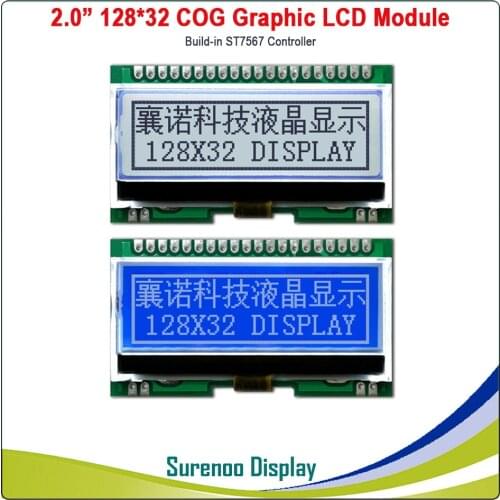 2.0" 12832 128*32 20P COG Parallel Serial SPI Graphic LCD Module Display Screen LCM build-in ST7567 Controller