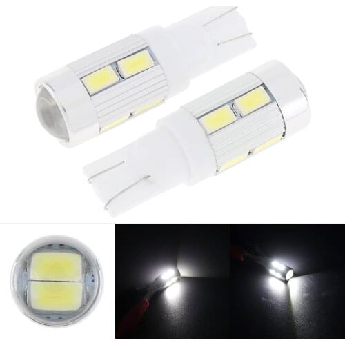 2pcs 5630 T10 10SMD W5W Reading Dome Lamp Car LED 168 12V License Plate Bulbs Marker Light Wedge Lights White Car Parking Light