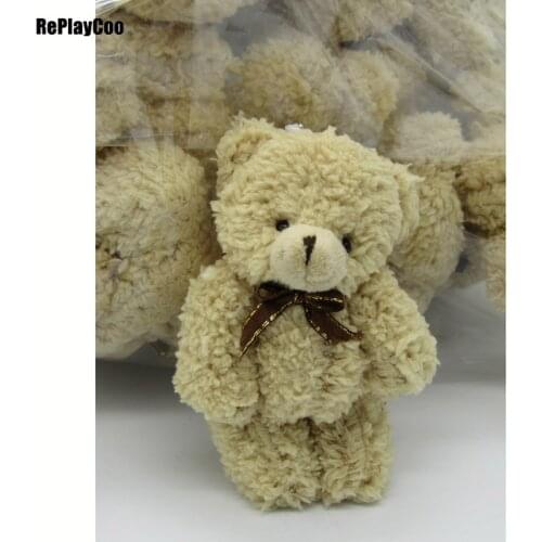 20PCS/LOT Mini Teddy Bear Stuffed Plush Toys 12cm Small Bear Stuffed Toys pelucia Pendant Kids Birthday Gift Party Decor 018