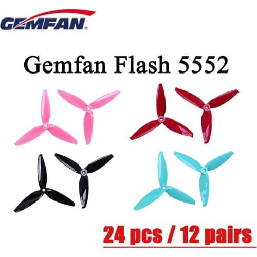 24 Pcs / 12 Pair Gemfan Flash 5552 3 Blade 5 Inch PC Propeller CW CCW Prop Compatible for FPV Racing Drone Frame VS Gemfan 5152