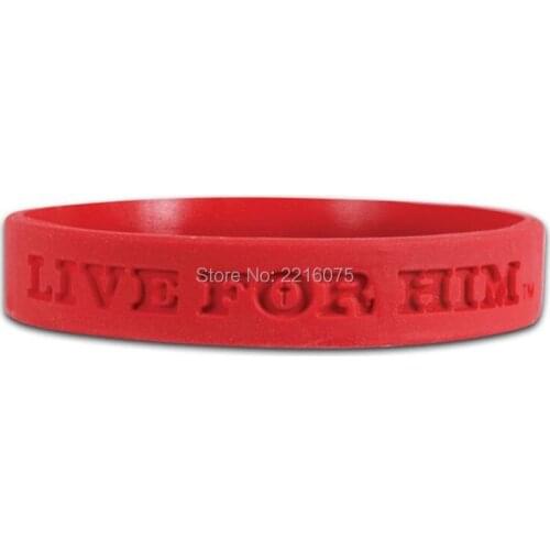 300pcs Debossed Religious Live For Him wristband silicone bracelets free shipping by DHL express