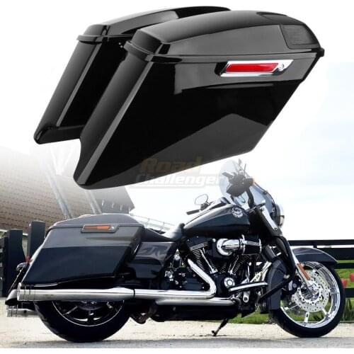 4" Motorcycle Vivid Black CVO Stretched Extended Hard Saddle Bags Saddlebags For Harley Touring Road King Street Glide 2014-2020