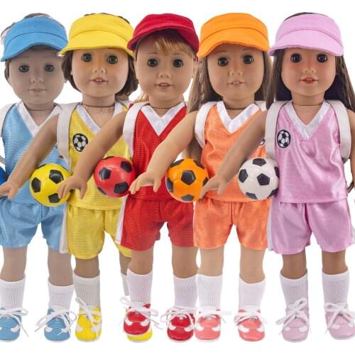 7Pcs/Set Doll Clothes Football Soccer Sneakers Shoes Accessories For 18 Inch American&43cm Reborn Baby New Born Doll Girls Toy