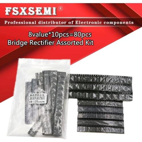 8value*10pcs=80pcs MB6S MB6F MB10S MB10F ABS10 DB107S DB157S DB207S Bridge Rectifier Assorted Kit