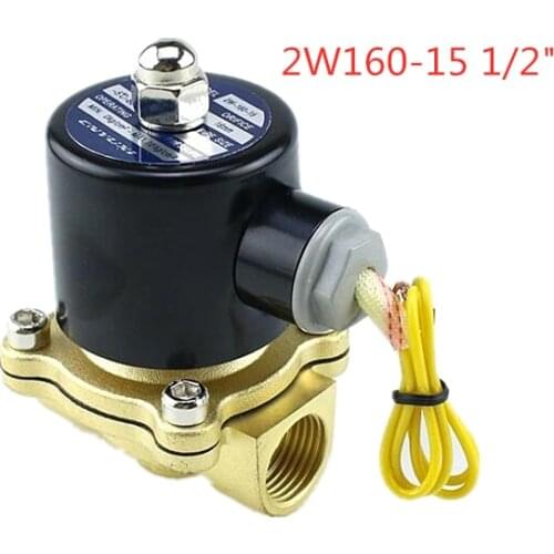 Free Shipping New Brass 220V AC 1/2" Electric Solenoid Valve Water Air Fuels Gas Normal Closed Alloy 2W160-15
