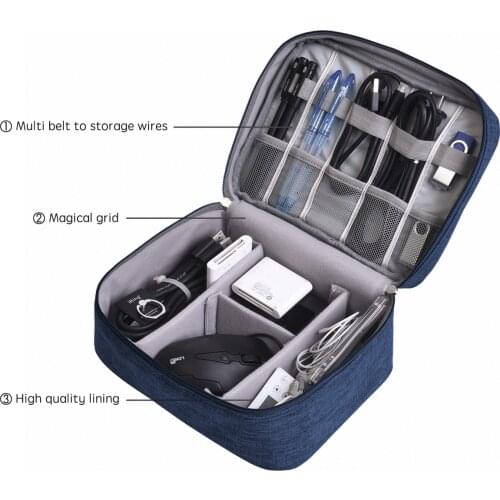 Digital Accessories Pouch Storage Box Charger USB Cable Wires Headphone Gadget Cosmetic Handbag Waterproof Organizer Bag Case