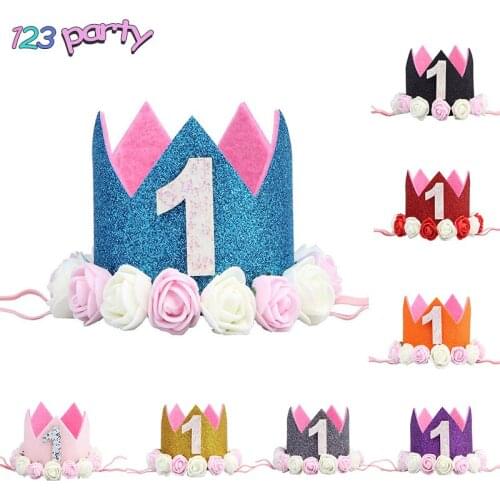 Children Baby Shower Birthday Party Headband Crown Cake Hat Girl Headdress 1 Year Old Hair Band Hair Accessories Garland