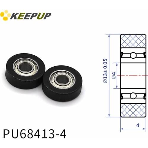 Diameter 13mm, PU polyurethane bearing ,Rubber coated soft pulley/Roller ,width 4mm