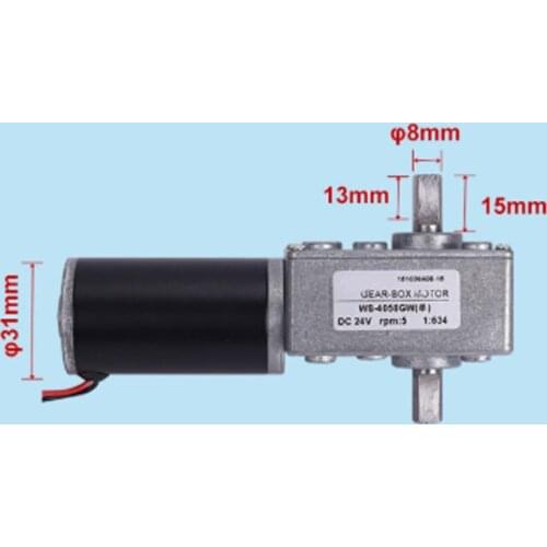 Double shaft worm gear motor 12V 24V DC low speed motor 4058GW 8mm shaft diameter DC gear motor