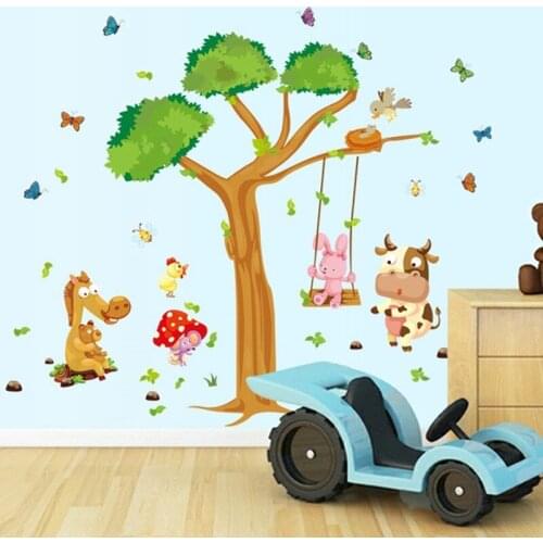 Student Kindergarten Children Room Rabbit Small Animals The Tree Swing Cartoon Background Decorative Animation Posters 2021