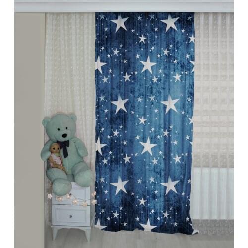 Stars Patterned Background Curtain velvet curtain kids room drape