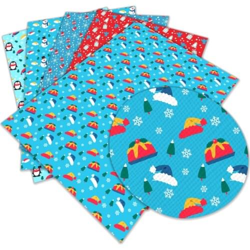 Hot Sale Christmas Cartoon Printed Synthetic Faux Leather 30 cm x 136cm for DIY Handmade Sewing Clothes Decorative Supplies L319