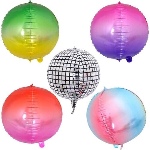 Gradient Color Balloon Globos Birthday Decoration Disco Event Anniversary Accessories 4D Gender Reveal Girl Balloon Foil