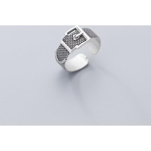 Retro Authentic S925 Sterling Silver FINE Jewelry Buckle Rings Band adjust TLJ827