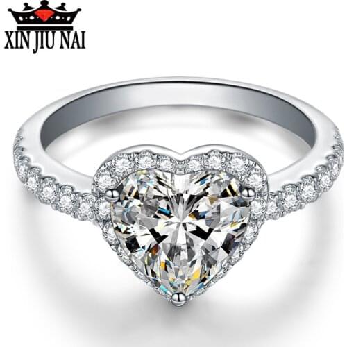 Love-shaped diamond ring Sweet powder diamond yellow diamond wedding platinum-plated mosaic stone ring